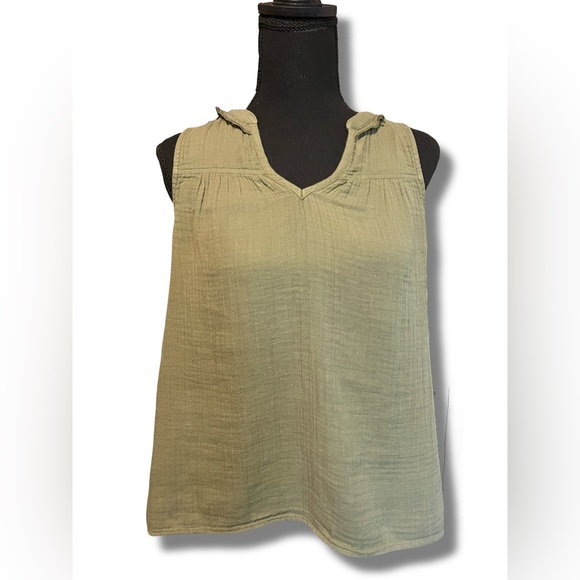 Women’s XS GAP Olive Green - Notched Collar Tunic Sleeveless Blouse - Picture 1 of 6
